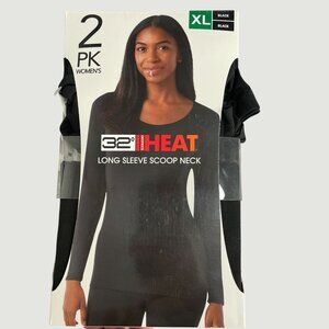 NEW 32 Degrees Heat Womens Long Sleeve Scoop Neck Shirts 2-Pack XL Black M0178